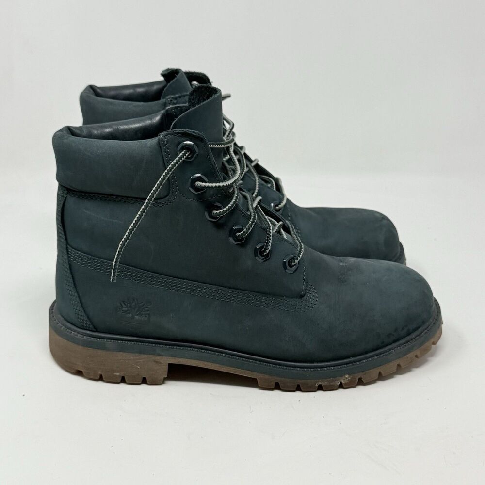 Timberland Waterproof Boots Boys Mens Size 6 Green Nubuck Leather Insulated